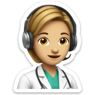Med student girl with headphones holding her phone sticker