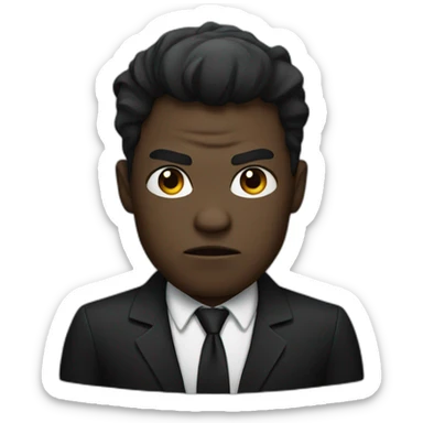 Dark character with angry face wearing black suit sticker