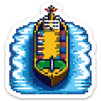 A large cargo ship on blue ocean waves sticker