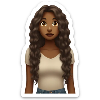 Brown girl with long big hair doing a kiss  sticker