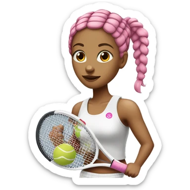 White Tennis girl with pink braids and arm tattoos sticker