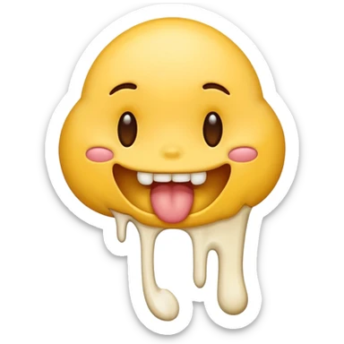 Emoji drooling half yellow bone out sticker
