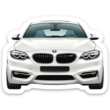 fancy white BMW car driving towards right side sticker