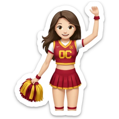 full body skinny white happy long haired brunette girl USC cheerleader sticker