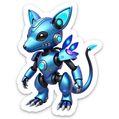 Mechanical Nebulae Cute Adorable Colorful Shiny Iridescent Futuristic Modern Cybernetic Protogen-Fakémon-Pokémon-creature-fusion (full body) sticker