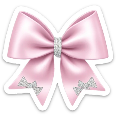 A pale pink cheer bow with diamonds on sticker