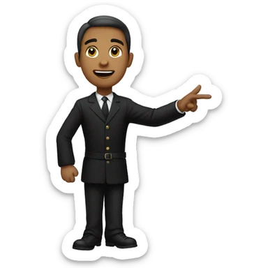 A man wearing black dress pointing his hand towards right  sticker