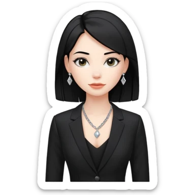 👩🏻‍⚖️ i need an image like this for a political analays with black hair and blck open necked suit sticker