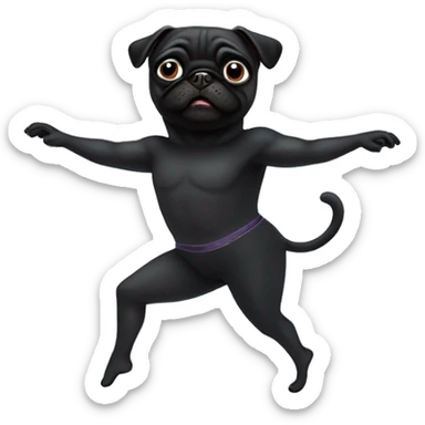 Male Black pug dancing ballet no tutu  sticker