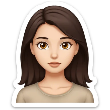 Dark brown hair pretty girl with brow eyes sticker