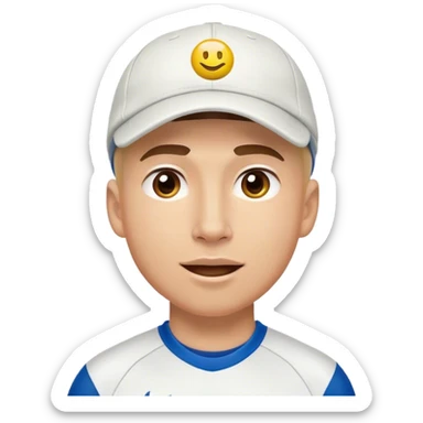 "Crea un emoji estilo Apple con el rostro de un joven entrenador de fútbol, con una gorra deportiva y una expresión motivadora. El diseño debe ser limpio y moderno, con colores vibrantes pero profesionales. El emoji debe transmitir energía, disciplina y pasión por el entrenamiento. Fondo transparente para usar en redes sociales." sticker