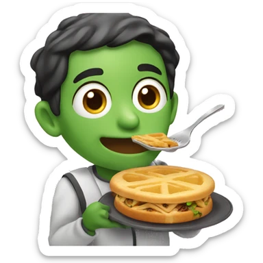 Una rana comiendo pan sticker