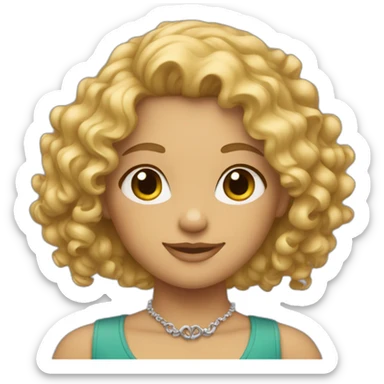 Blond curly-haired girl with necklace sticker
