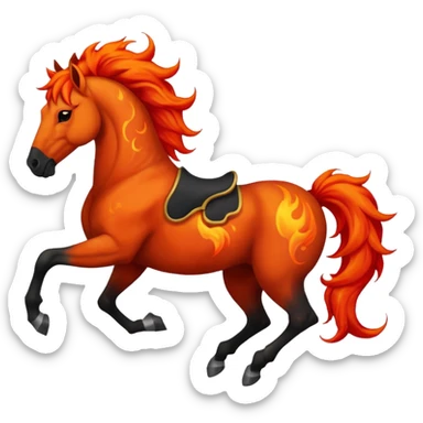red fire horse with front leg upside  sticker
