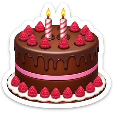 Chocolate Birthday Cake with raspberries sticker