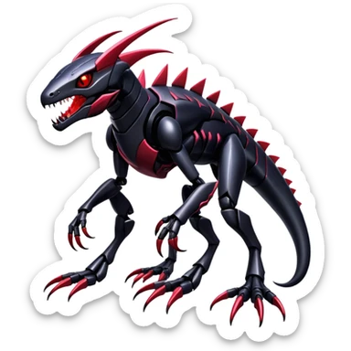 Shiny Exotic Edgy Badass Gothic Cool epic Futuristic Salandit-Genesect-Koraidon-Fakémon-hybrid-creature (full body)  sticker