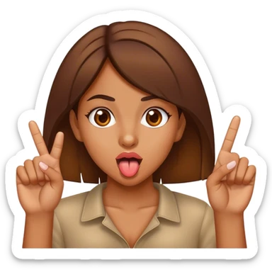 brown Girl sticking tongue out with middle fingers  sticker
