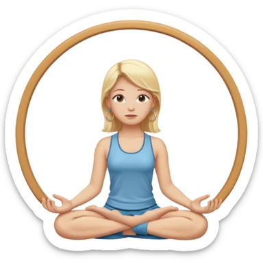 blonde white girl baddie emoji meditating, apple style, with hoop earrings sticker