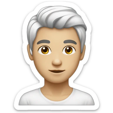 Garçon couleur de peau blanc cheveux noirs court lisse yeux bruns foncés sticker