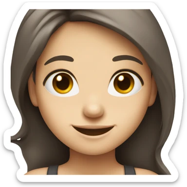 white Skin smiling girl with dark brown Long  hair  sticker