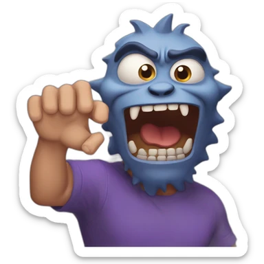 A man acting like a monster with his hand and his face says grrr. His hands are visible !  sticker