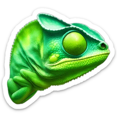 green chameleon head sticker