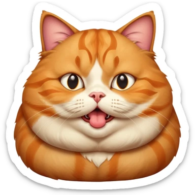 fat obese cat with huge bulging eyes and giant tongue out sticker