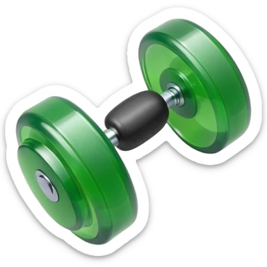 A simple emoji-style icon of a transparent green plastic gym dumbell logo, folder envelope, slightly open, with clean edges, soft shine, and subtle shading, conveying fitness organization and active lifestyle. sticker