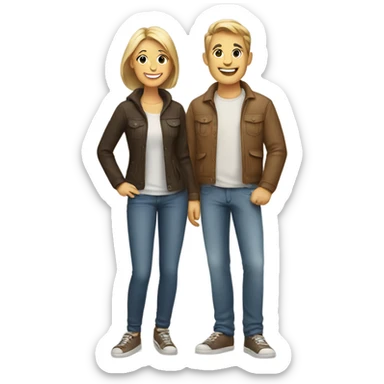smiling couple in casual attire sticker