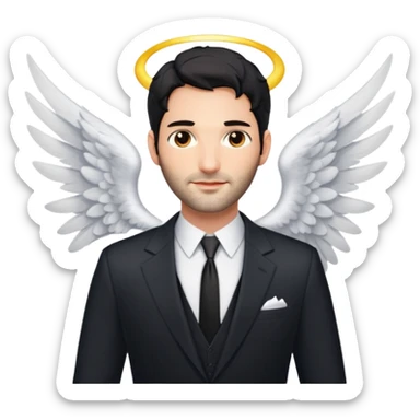 Lucifer (Tom Ellis) sous sa forme angélique, avec ses grandes ailes blanches et son costume comme dans la série. sticker