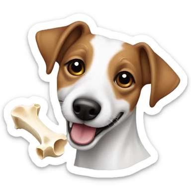 Jack Russell with a bone in his mouth sticker