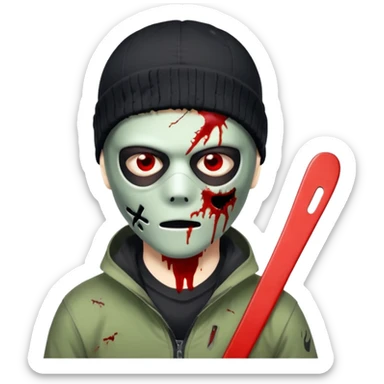 make a, zombie, boy, blackhair with a ski mask pull from nike ou syna sticker