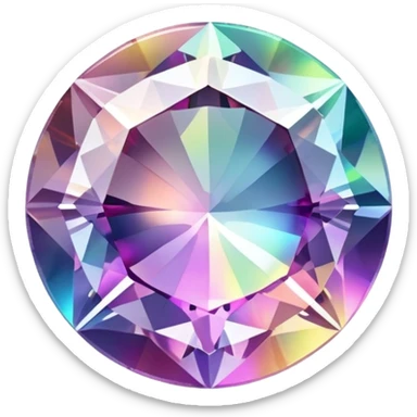 Brilliant round cut mystic quartz crystal with holographic color shifts and faceted edges sticker