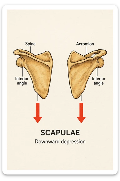 Scapole che vanno in giù depresse, viste anatomicamente. Fallo capire magari con frecce in basso sticker