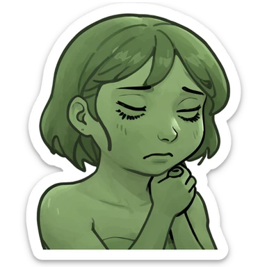 arms crossed holding neck crying girl sticker