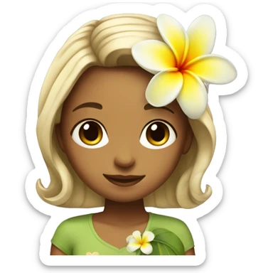 girl with plumeria flower in hair sticker