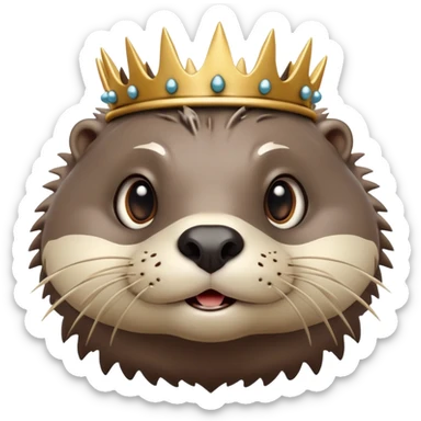 really cute confused otter face with simple thorny stem wrapped horizontally around its forehead like Jesus Christ's Crown of thorns, no crown shape on top, just thin spiky branches circling the forehead, very cartoony and expressive face, big eyes sticker