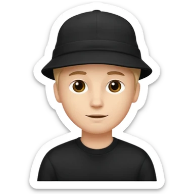 White boy in all black in a New York hat sticker