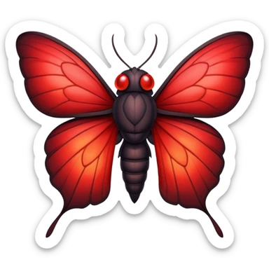 A sexy black and red moth with glowing red eyes with a human like body sticker