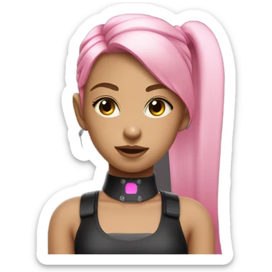 cyborg girl, pink twintails, cyberpunk, black collar, black crop top sticker