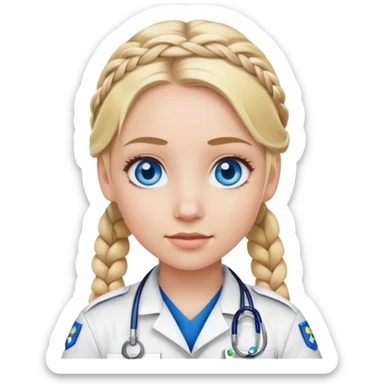 Paramedic girl with blonde hair braided and blue eyes sticker
