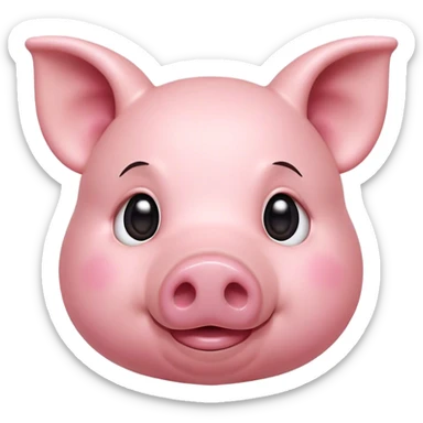 Cinematic Cute Pig Portrait Emoji, Head tilted playfully and inquisitively, featuring a glossy rosy-pink hide with a cute snout and a subtle natural sheen, round, sparkling beady eyes filled with curiosity, Simplified yet irresistibly adorable features, highly detailed, glowing with a warm, friendly glow, high shine, affectionate and lively, stylized with a touch of farmyard whimsy, bright and endearing, soft glowing outline, capturing the essence of a mischievous yet loving pig, so playful it feels like it could oink out of the screen and into your arms! sticker