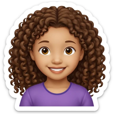 5 year old blasian girl with long brown curly hair sticker