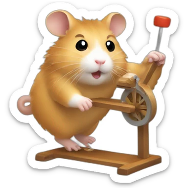 hamster running on a spinning wheel sticker