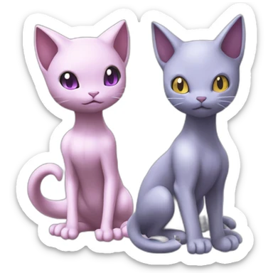 Mewtwo and mew pokemon sticker