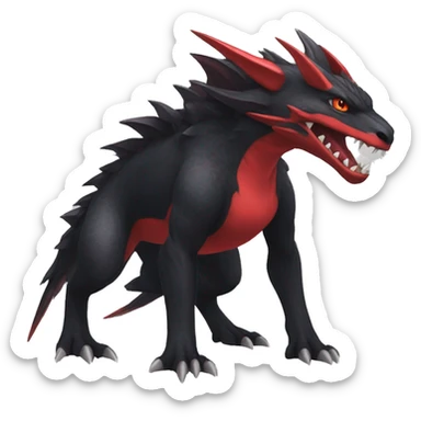 cool edgy black and red Dark-type nargacuga Pokémon full body sticker