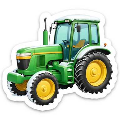 Bigger Green tractor with yellow blade pushing snow sticker