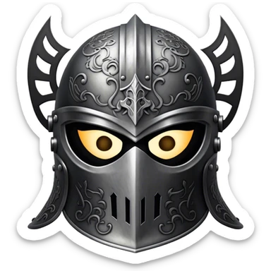 A masked knight with intricate black engravings on his steel helmet, eyes glowing with fury sticker