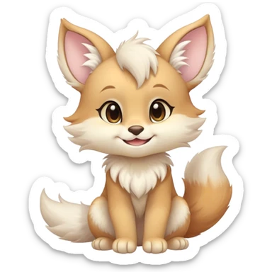 Kawaii bright fantasy ethereal anthro fursona animal with a tufted tail and round ears sticker