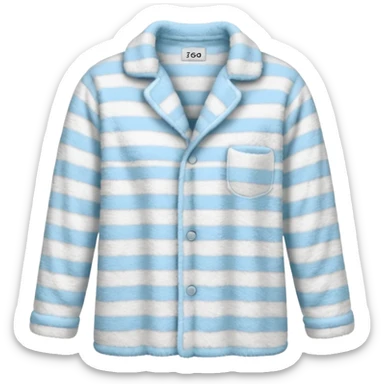 emoji of an isolated fluffy fleece pajama top with soft pastel vertical stripes, plush fuzzy texture, light grey and pastel blue tones, button-down long sleeves, neatly folded flat-lay, no person, no body, no mannequin, cozy warm winter mood, soft shading sticker